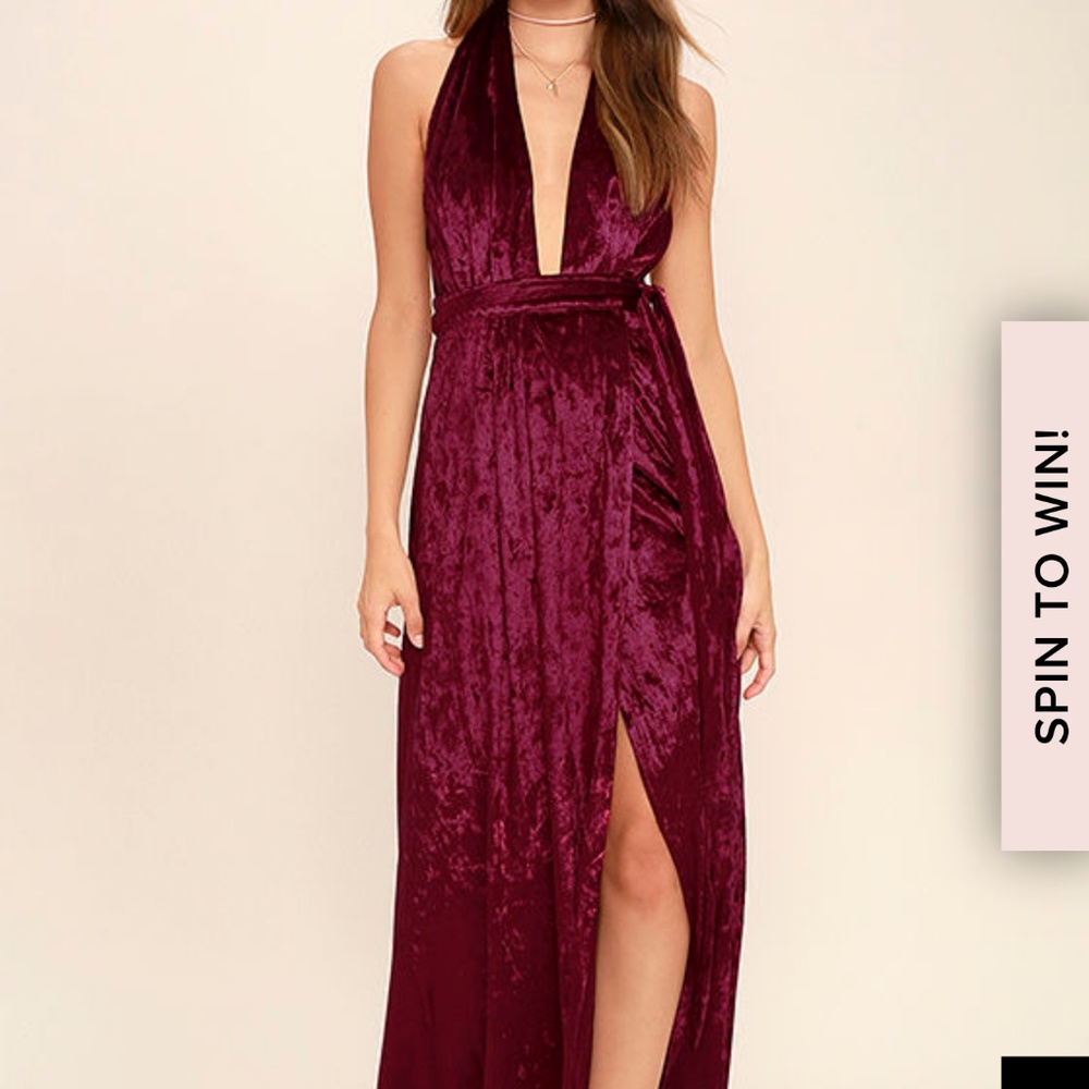 Lulu's crushed velvet wrap gown *worn once*!